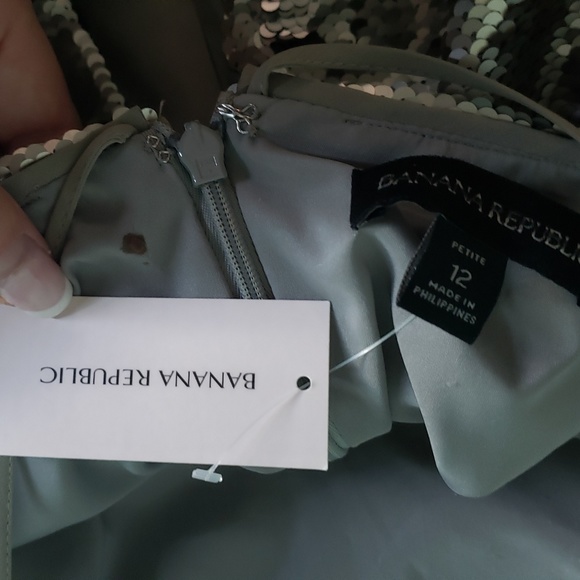 Banana Republic Silver Sequin Layered Dress Petite - Picture 4 of 7